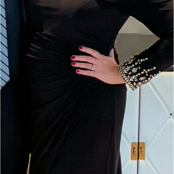Ieena for Mac Duggal black midi dress with gorgeous jewels - Picture 6 of 8